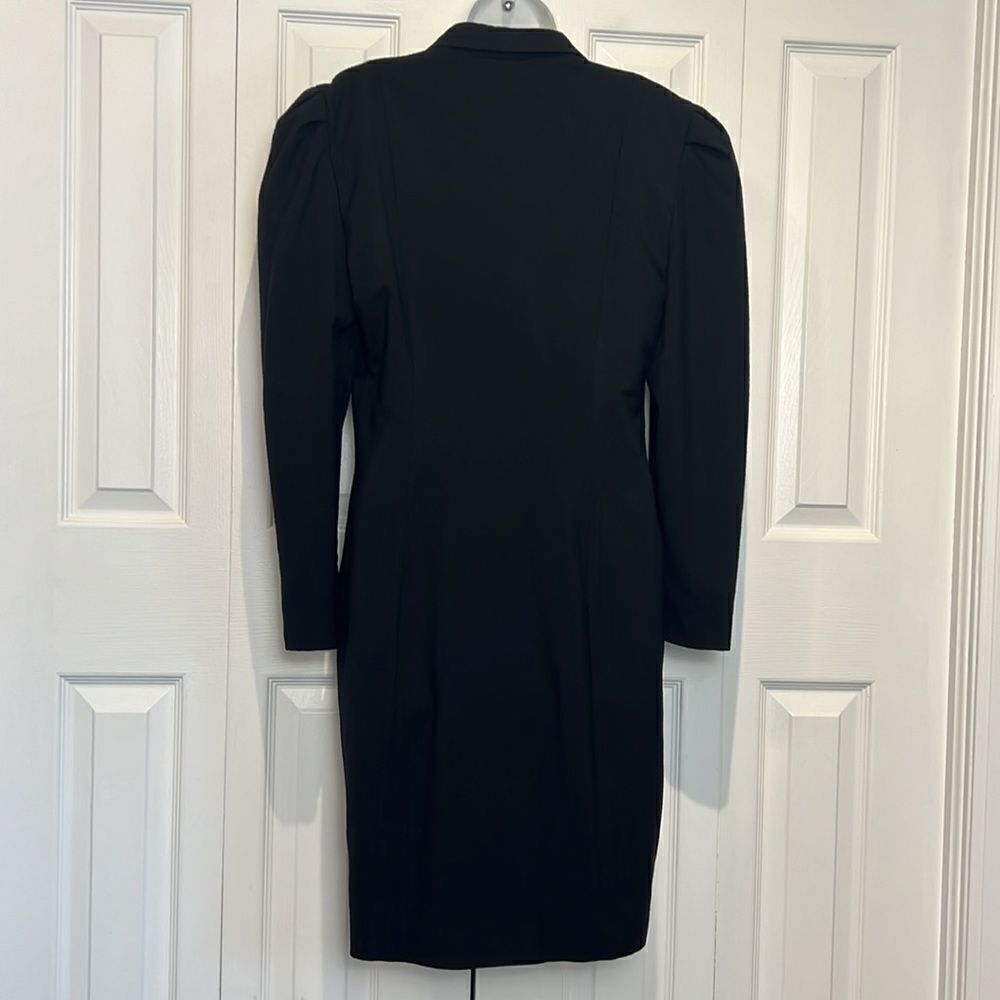 Vintage Rare Wayne Clark Black Wool Double‎ Breasted Coat Dress Size 10 - Picture 8 of 13